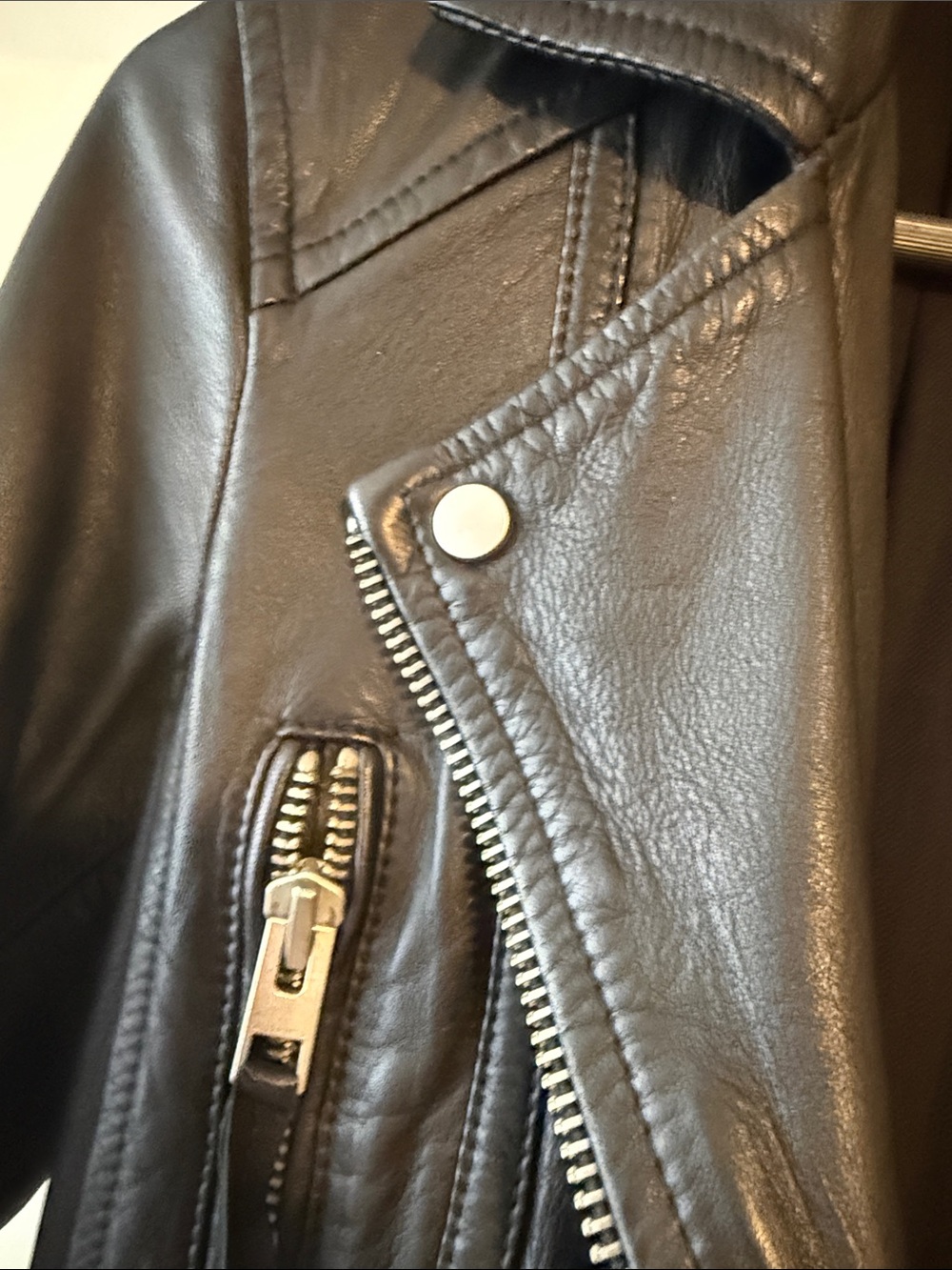 All Saints Women's Black Leather Whitmer Moto Coat with Belt - Picture 10 of 10